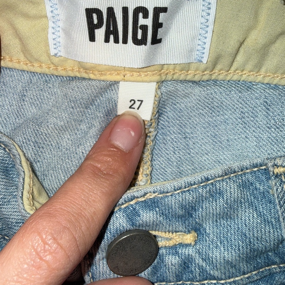 PAIGE Light Blue Cropped Jeans with Embellishments - Picture 8 of 9
